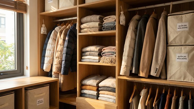 Cách bảo quản quần áo mùa đông cất tủ: không ẩm mốc, không mùi