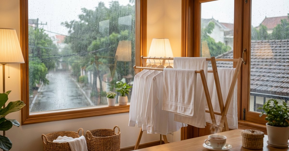 Phơi quần áo mùa mưa không hôi: 7 cách hiệu quả