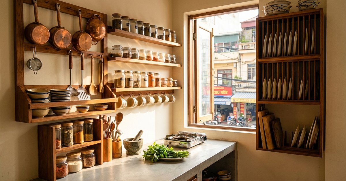 10 mẹo tổ chức nhà bếp nhỏ gọn gàng