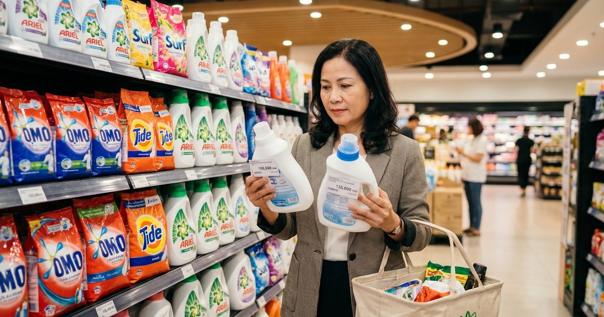 So sánh giá nước giặt ở các kênh bán hàng: đâu rẻ nhất?