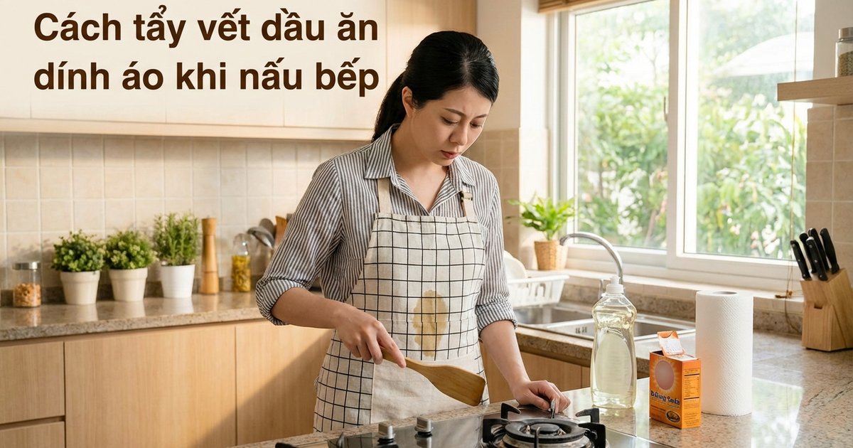 Cách tẩy vết dầu ăn dính áo khi nấu bếp — 3 mẹo cứu áo tại chỗ