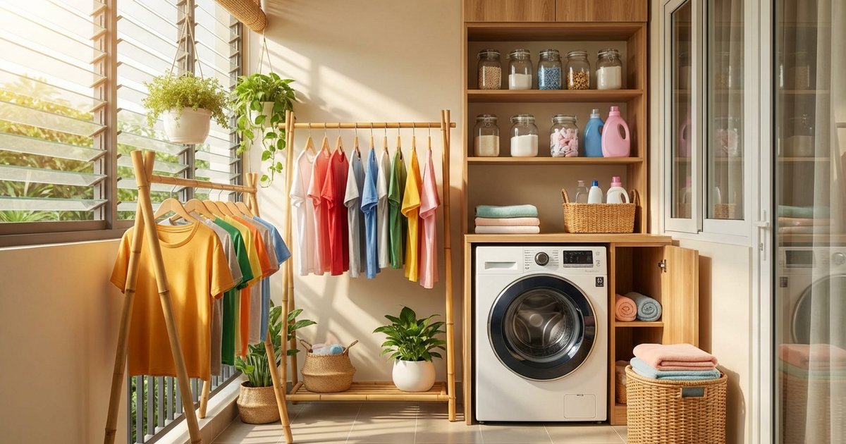 Cách vệ sinh khu vực giặt phơi gọn gàng