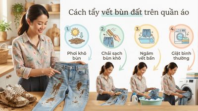 Cách tẩy vết bùn đất trên quần áo — sạch nhanh không cần chà xát