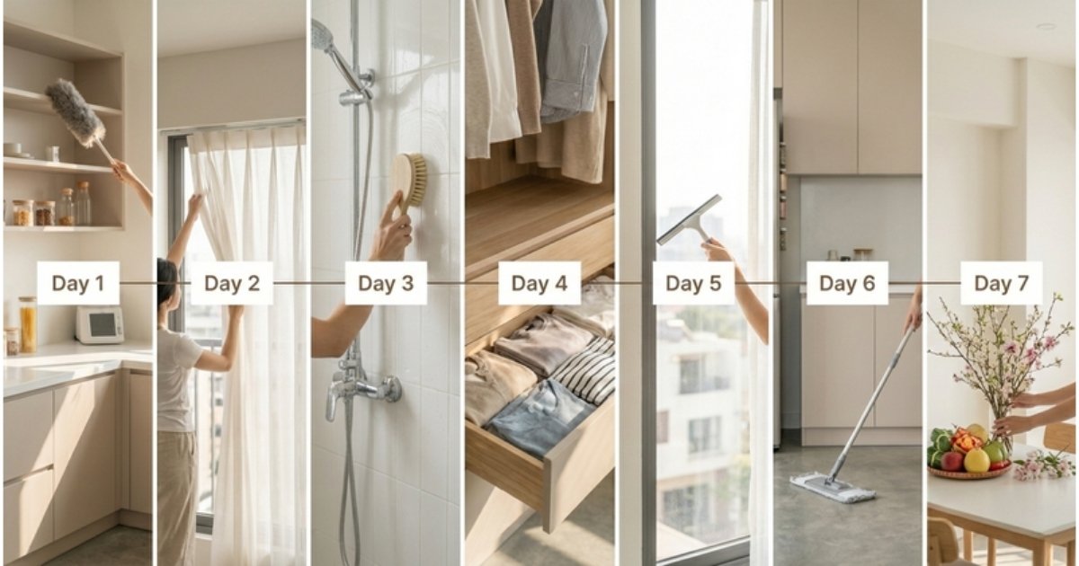 Combo vệ sinh nhà cửa trước Tết: kế hoạch 7 ngày không áp lực