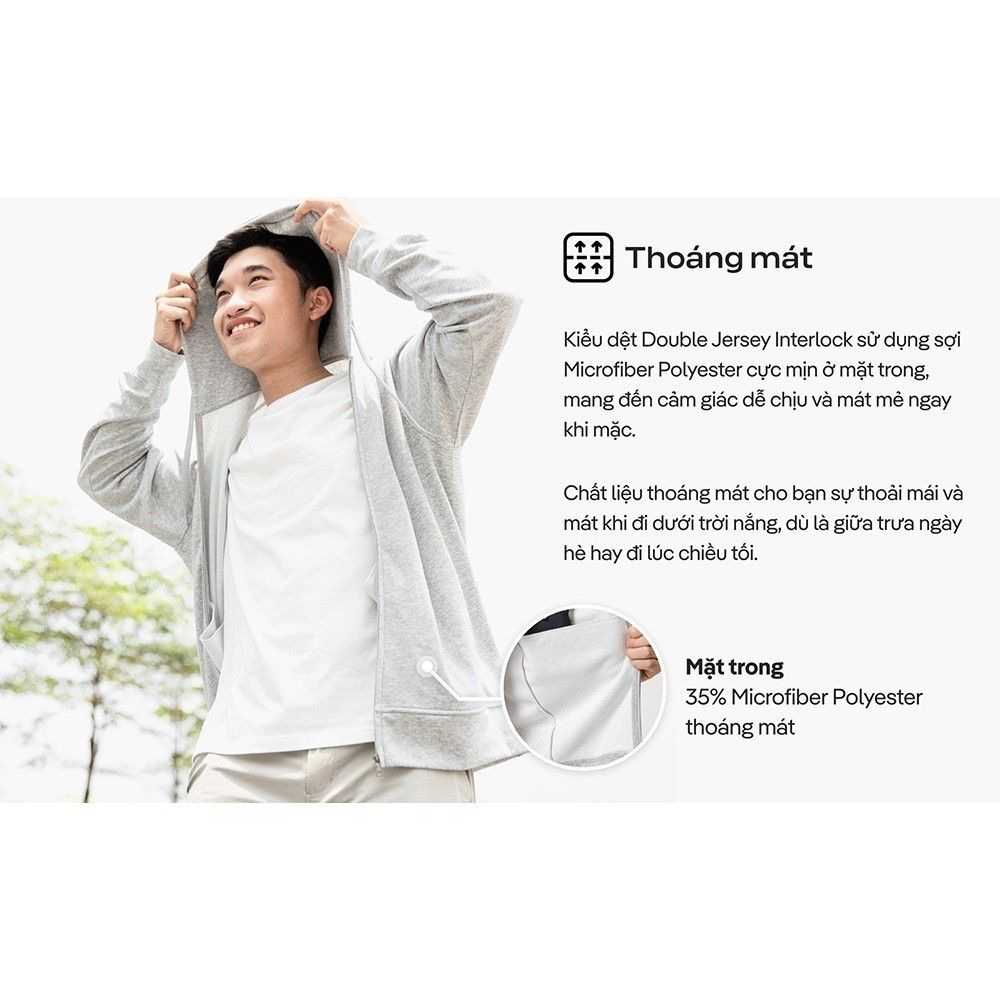 Áo khoác thu đông Knit chống nhăn, vải mềm mịn, thấm hút, thoáng khí, chống UV, giữ ấm tốt Coolmate 3