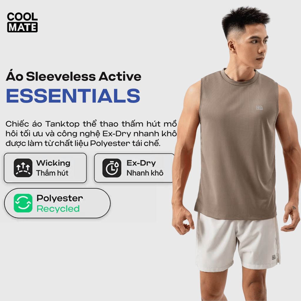 Áo sát nách Sleeveless tanktop thể thao Active Essentials thấm hút Coolmate 2