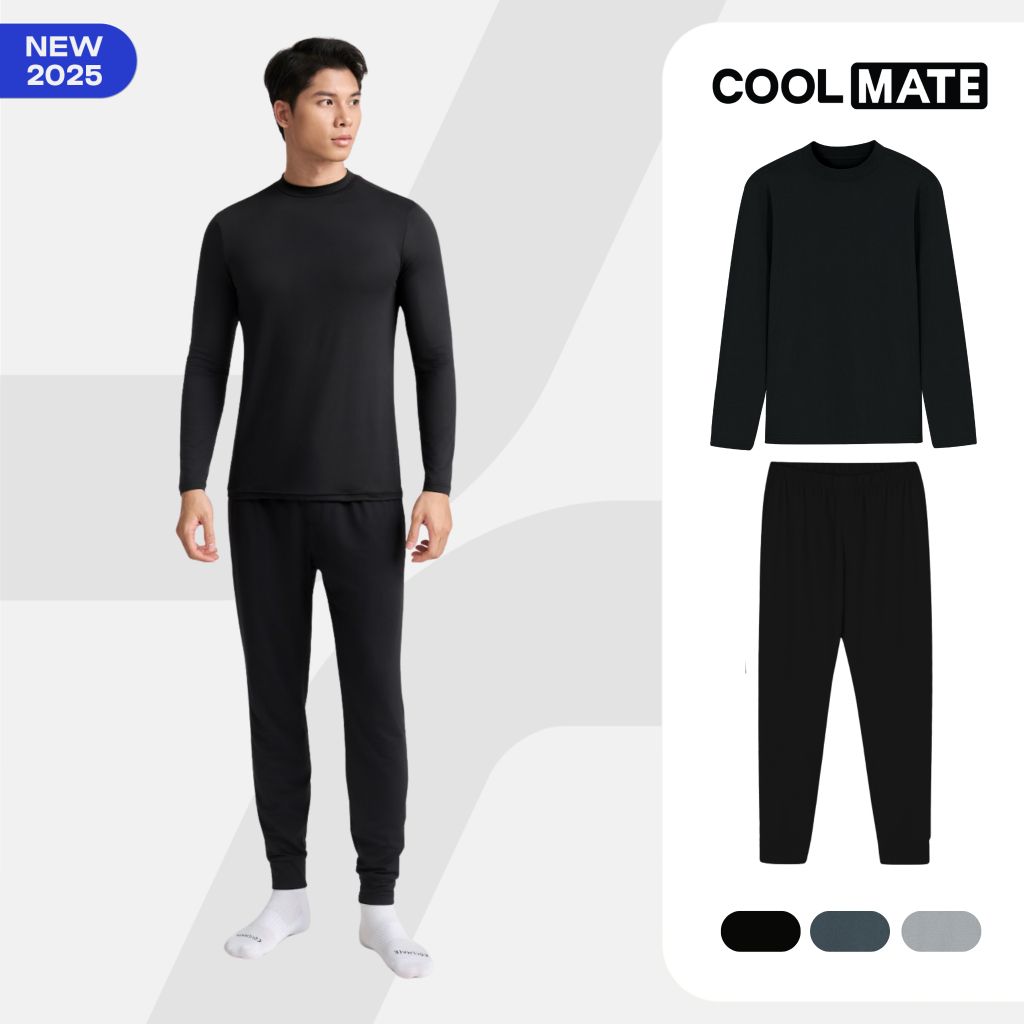 Set đồ bộ giữ nhiệt Essential Brush Poly mềm mại, giữ ấm tốt Coolmate