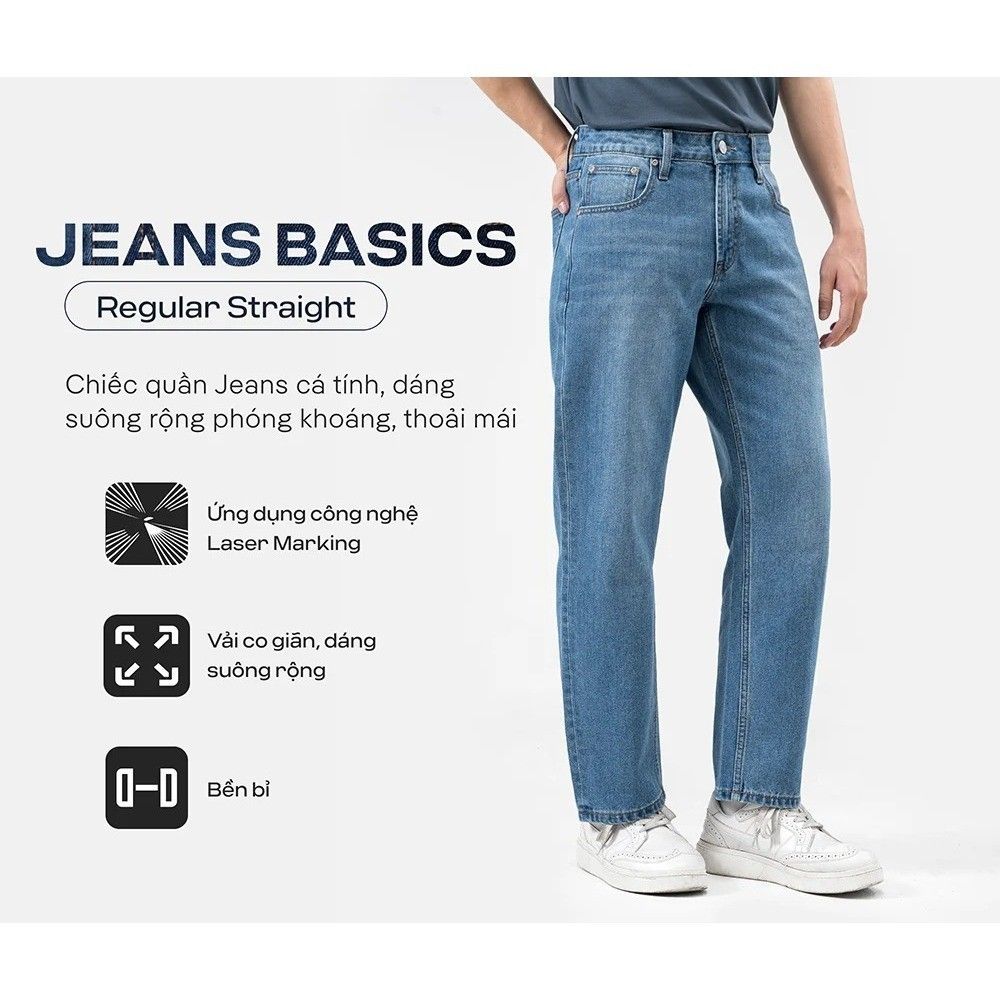 Quần Jeans Basics dáng Regular Straight Coolmate 2
