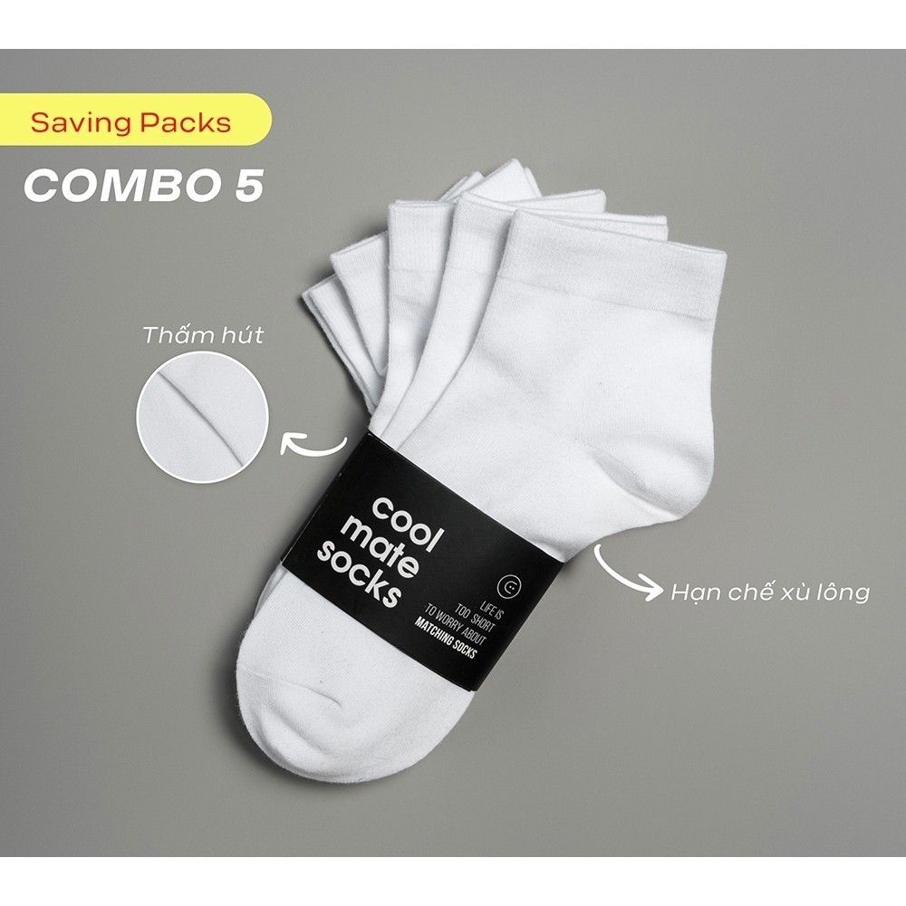 Combo Pack 5 Đôi Tất Vớ cổ trung Coolmate Basics Coolmate 2