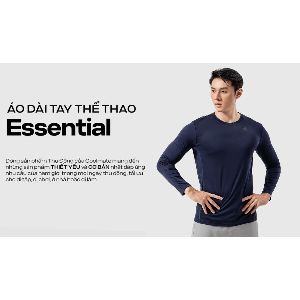 [SALE TẾT]Áo dài tay nam thể thao thu đông Essential tập Gym, Pickleball co giãn, thấm hút tốt Coolmate 2