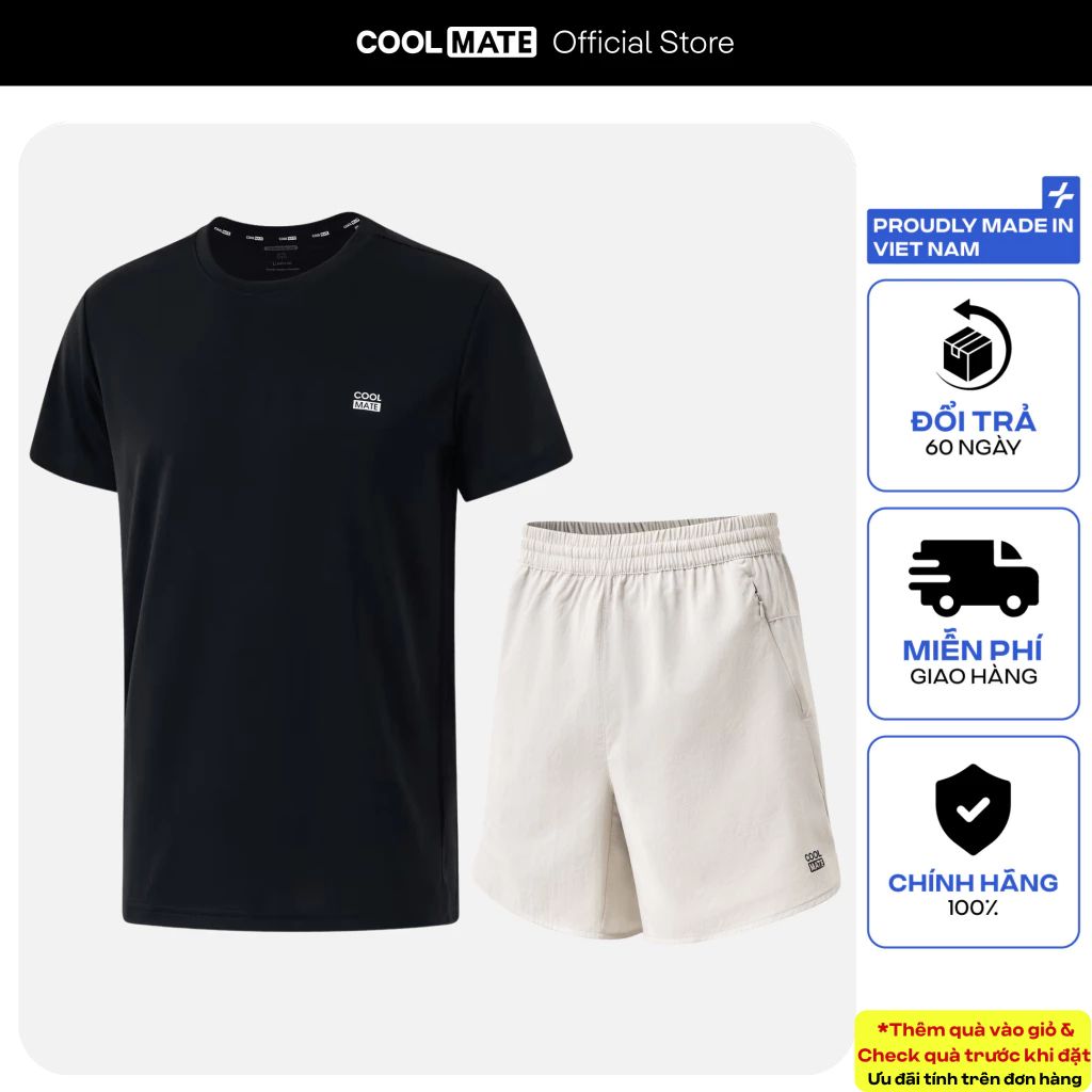 [SALE TẾT]Set thể thao nam Áo Thun Promax-S1 Quần 6 inch zipped set pickleball thoáng khí nhanh khô Coolmate