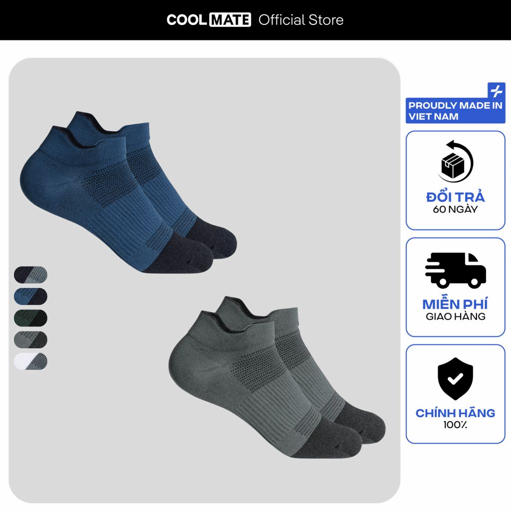 [SALE TẾT]Combo 2 Tất/Vớ nam thể thao cổ ngắn Compression Techfit Coolmate