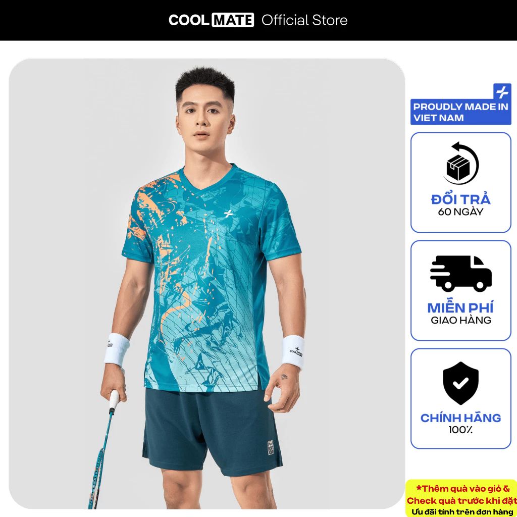 [SALE TẾT]Set đồ bộ thể thao cầu lông pickleball nam Áo IN Abstract Graphic + Quần racquet 6inch thoải mái Coolmate