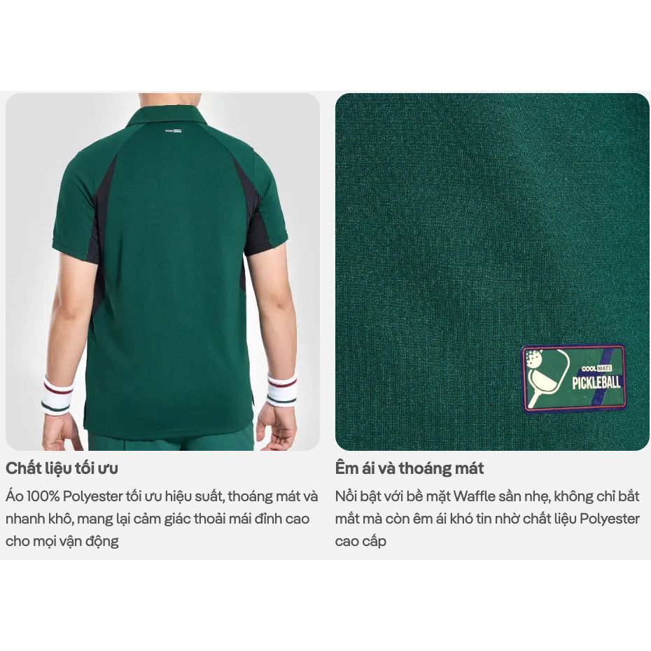 [SALE TẾT-]Áo polo thể thao nam Pickleball Baseline Nhanh khô, Thoáng khí, Thấm hút tốt Coolmate 2