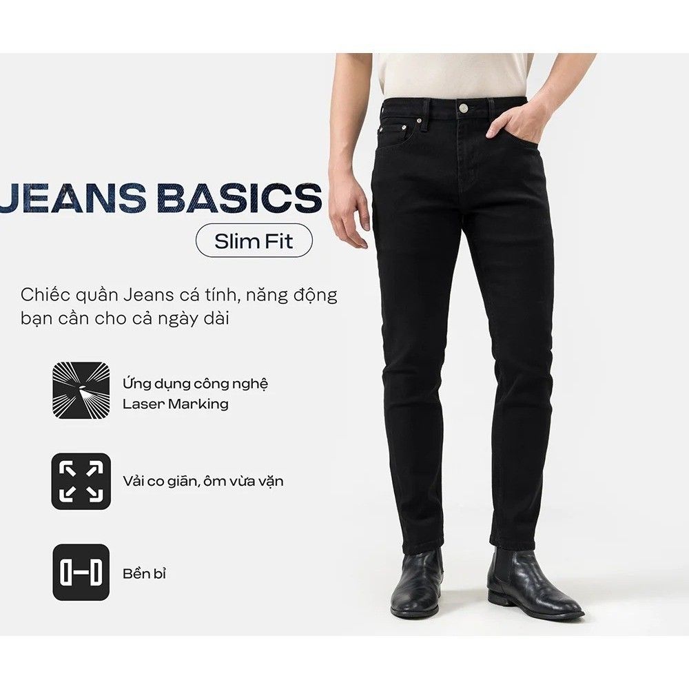 [SALE TẾT-TẶNG ÁO SƠ MI ĐƠN 200K]Quần Jeans Nam Basics dáng Slim fit bền bỉ, vừa vặn, tôn dáng, quần mặc tết Coolmate 2