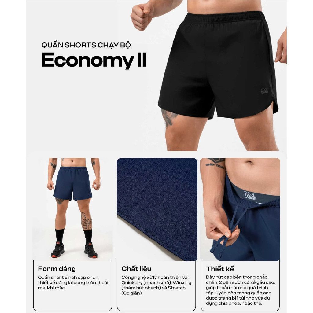 [SALE TẾT]Quần shorts thể thao Maxcool Economy II thoải mái vận động, quần pickleball giá tốt Coolmate 2