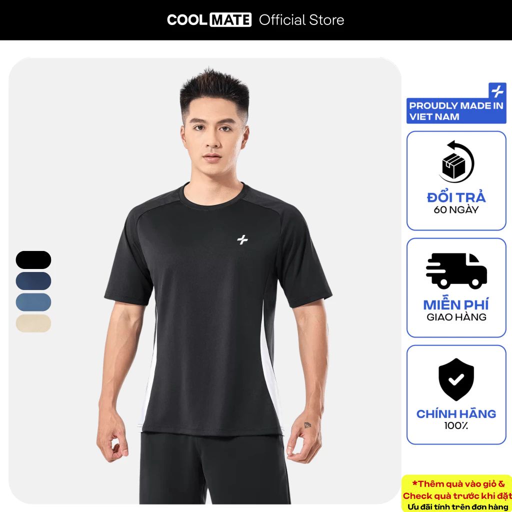 [SALE TẾT-]Áo thun Tshirt thể thao nam pickleball tennis Promax Sideflow cổ tròn co giãn thoáng khí Coolmate