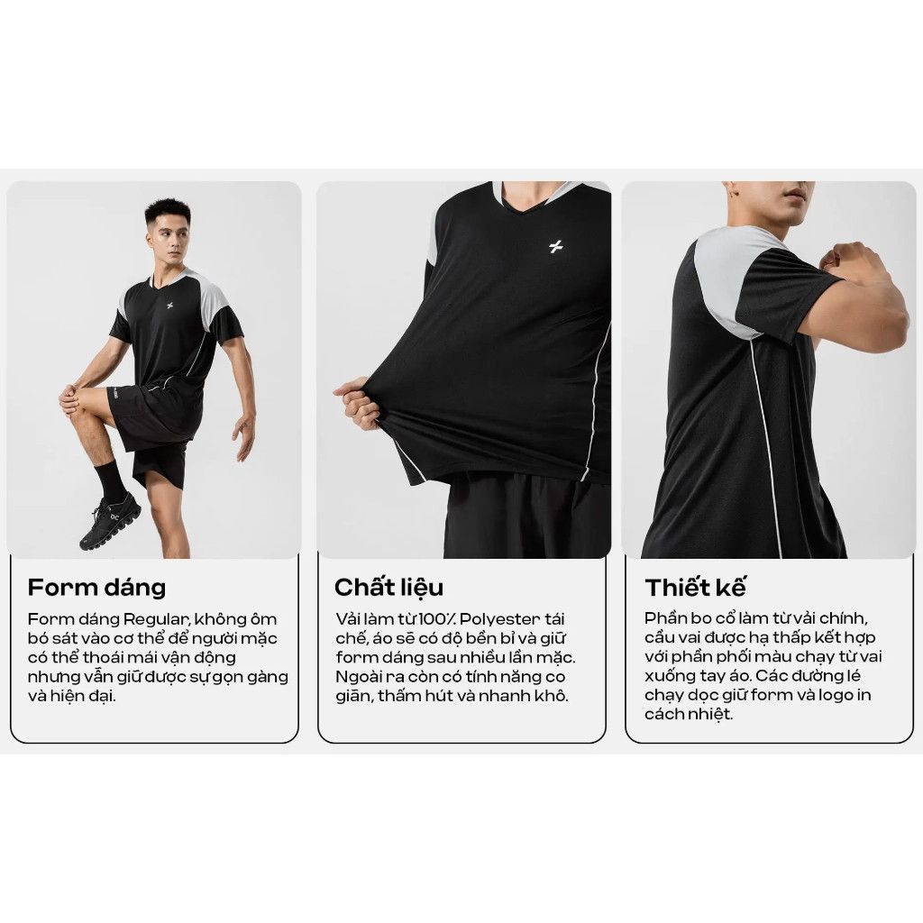 [SALE TẾT-]Áo thun nam thể thao pickleball tennis phối bo cổ co giãn thấm hút tốt nhanh khô Coolmate 2