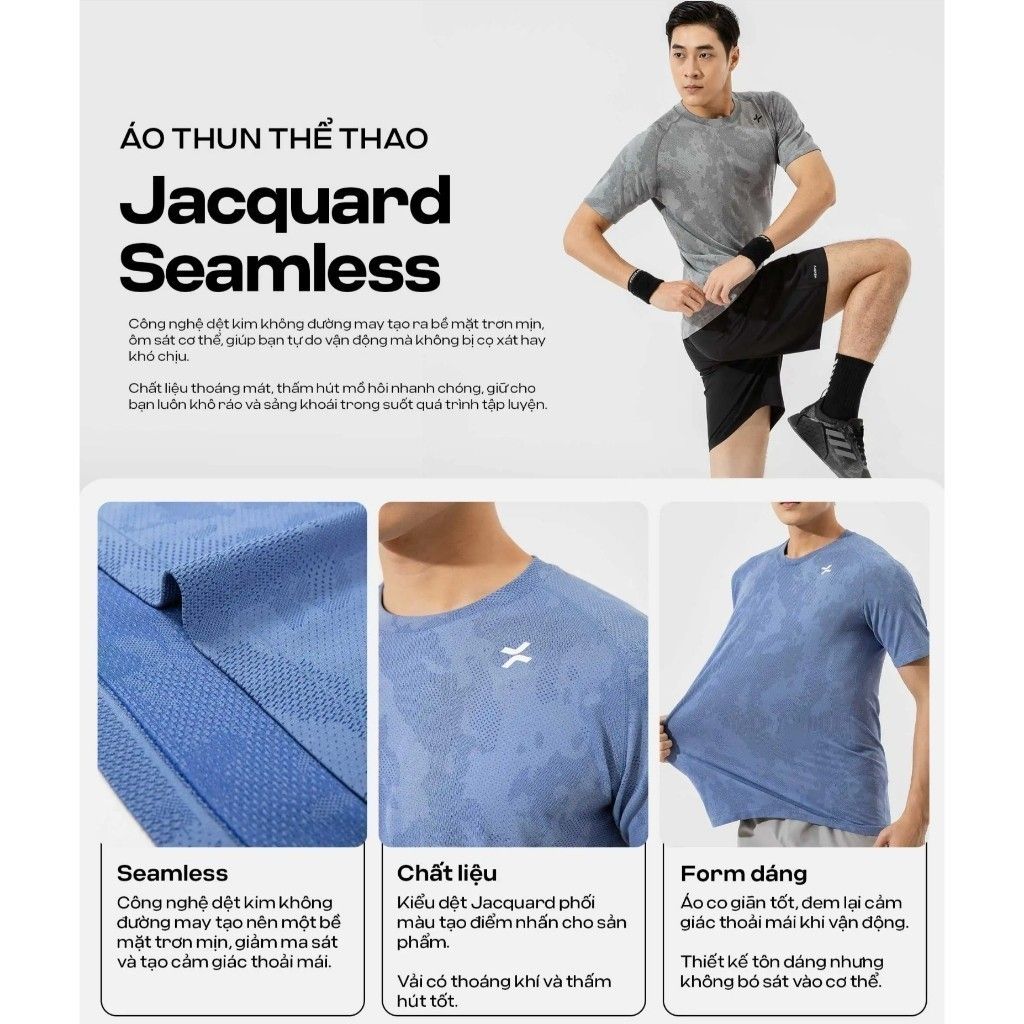 [SALE TẾT-]Áo thun thể thao Jacquard Seamless mềm mại giảm ma sát áo pickleball tennis đa năng Coolmate 2