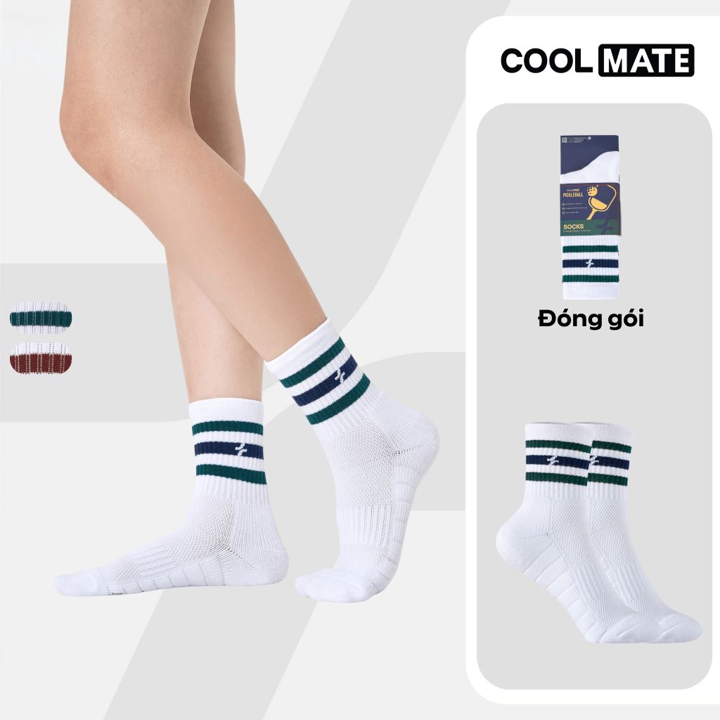 [SALE TẾT-MỚI]Tất Pickleball Cổ Trung Stripes Crew Coolmate