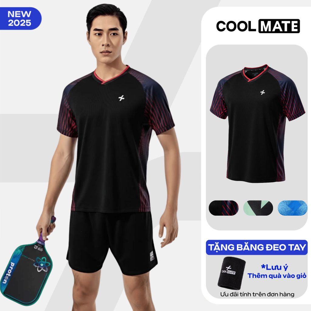 [SALE TẾT-]Áo thun thể thao chơi pickleball cầu lông Racquet Sport Graphic Red Line Thoáng khí Coolmate