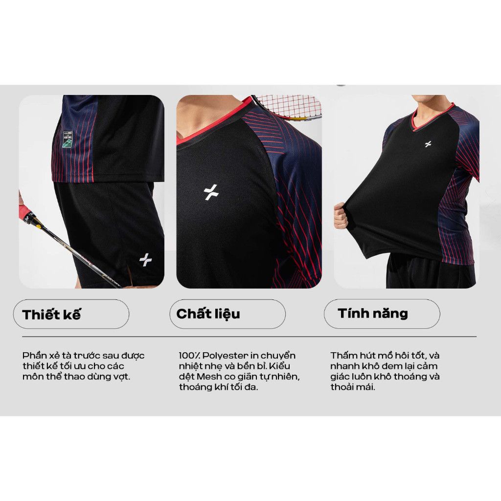 [SALE TẾT-]Áo thun thể thao chơi pickleball cầu lông Racquet Sport Graphic Red Line Thoáng khí Coolmate 2