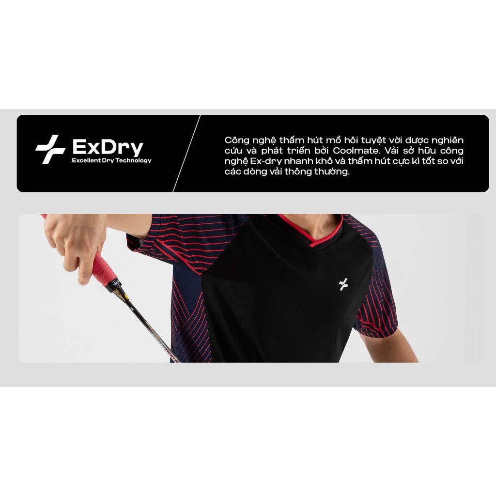 [SALE TẾT-]Áo thun thể thao chơi pickleball cầu lông Racquet Sport Graphic Red Line Thoáng khí Coolmate 3