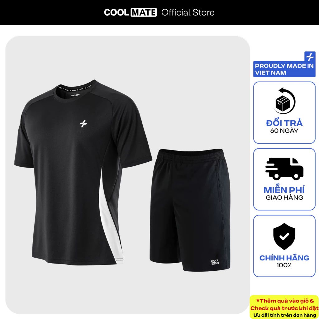 [SALE TẾT]Set thể thao Pickleball Áo thun Promax Sideflow và Quần shorts Thoáng khí thấm hút tốt Coolmate