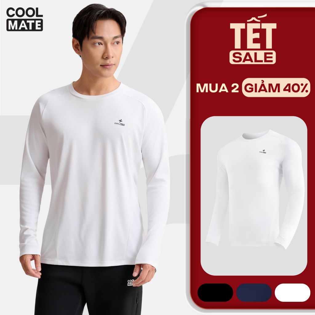 [SALE TẾT-MUA 2 GIẢM 40%]Áo thun thể thao nam dài tay Logo Active form Regular tập Gym Pickleball thấm hút Coolmate
