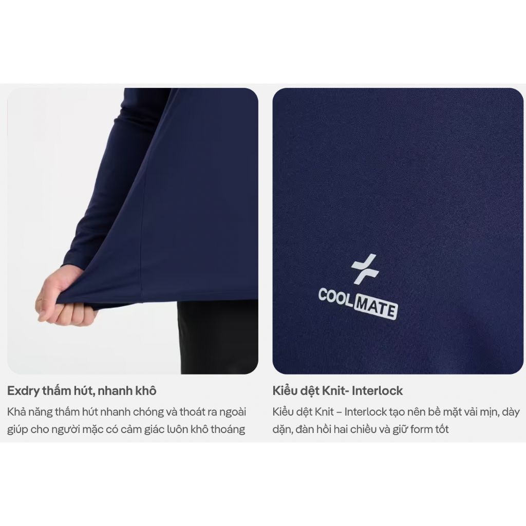 [SALE TẾT-MUA 2 GIẢM 40%]Áo thun thể thao nam dài tay Logo Active form Regular tập Gym Pickleball thấm hút Coolmate 2